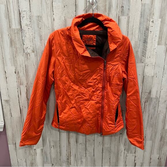 prAna Womens Jacket Orange Side Zip Quilted Collared Lightweight - Picture 1 of 10